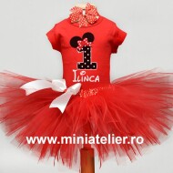 Compleu Tutu Personalizat Aniversare Minnie Red