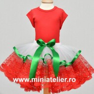 Fustita Craciun Alba Cu Dantela