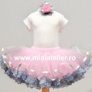 Fustita Din Tulle Roz Cu Dantela
