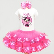 Set Tutu Cu Buline Minnie Inimioara