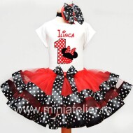 Set Aniversar Cu Fustita Din Tulle Cu Buline Minnie