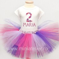 Compleu Cu Fustita Tutu Aniversar Flower Girl