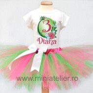 Compleu Cu Fustita Tutu Aniversar Personalizat Flower