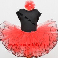 Fustita Tutu Dubla Reversibila Cu Cusatura Contrastanta
