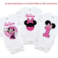 Set 3 Body Aniversare Personalizate Minnie Pink
