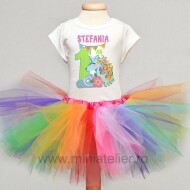Compleu Cu Fustita Tutu Rainbow Unicorn
