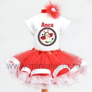 Compleu Cu Fustita Cu Dantela Buburuza