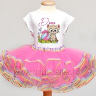 Compleu Cu Fustita Din Tulle Si Volane Rainbow Kitty