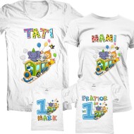 Set De Tricouri Aniversare Train Cu 4 Membri