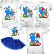 Set De Tricouri Aniversare Familia De Strumfi